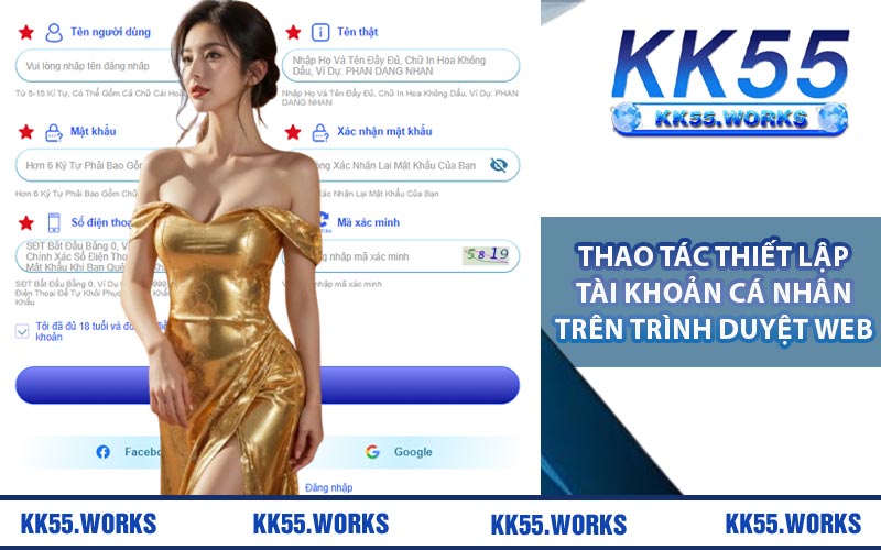 Thao tác thiết lập tài khoản cá nhân trên trình duyệt web